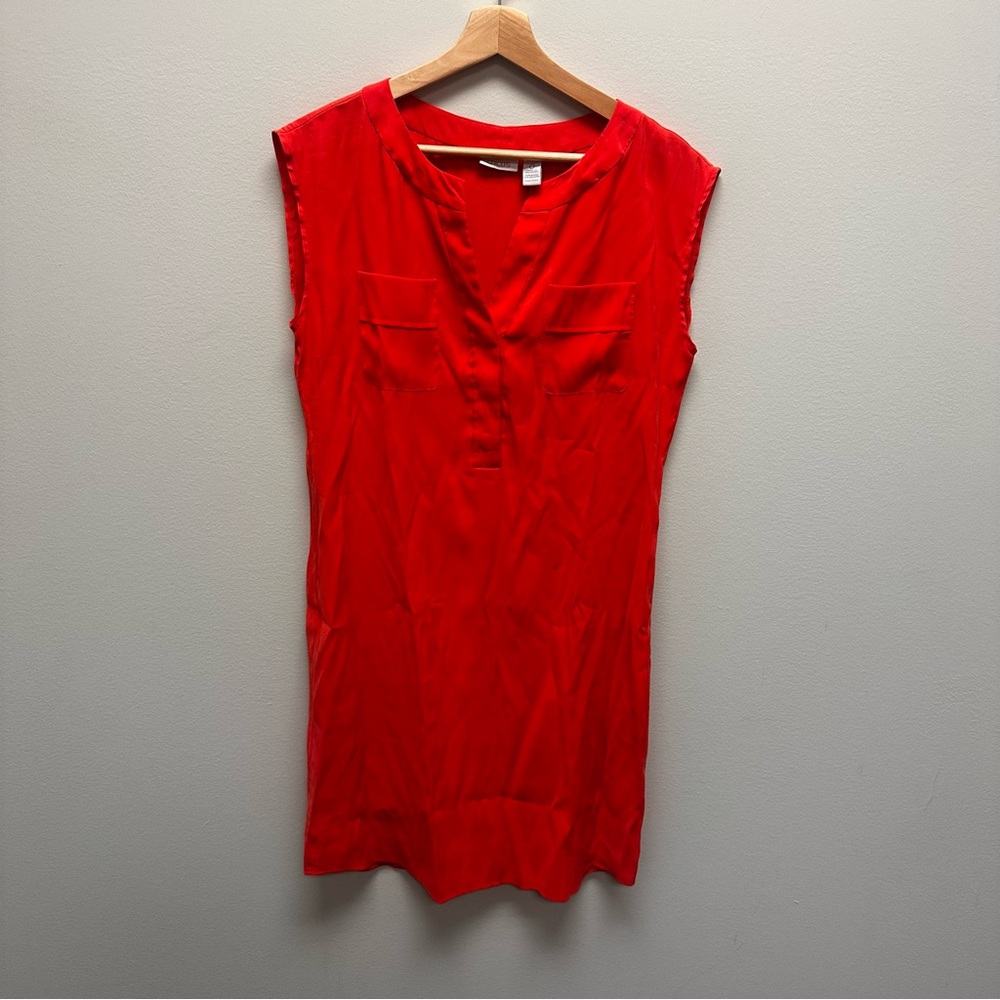 Chico's Bold Red Tunic Dress Sleeveless with Pockets Women’s size 0 Summer Beach